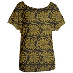 Yellow Floral Pattern Floral Greek Ornaments Women s Oversized T-shirt by nateshop
