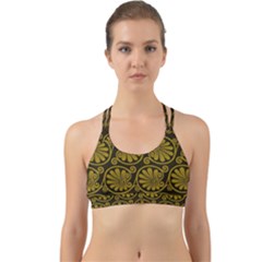 Yellow Floral Pattern Floral Greek Ornaments Back Web Sports Bra by nateshop