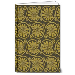 Yellow Floral Pattern Floral Greek Ornaments 8  x 10  Hardcover Notebook