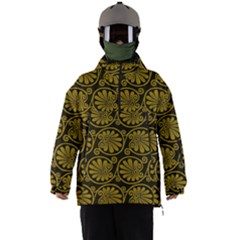 Yellow Floral Pattern Floral Greek Ornaments Men s Ski And Snowboard Waterproof Breathable Jacket by nateshop