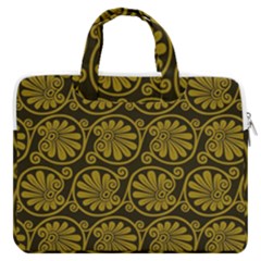 Yellow Floral Pattern Floral Greek Ornaments Macbook Pro 16  Double Pocket Laptop Bag  by nateshop
