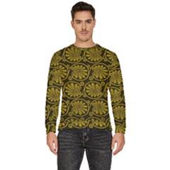 Yellow Floral Pattern Floral Greek Ornaments Men s Fleece Sweatshirt