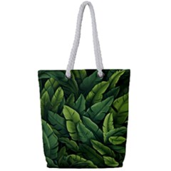 Green Leaves Full Print Rope Handle Tote (small) by goljakoff