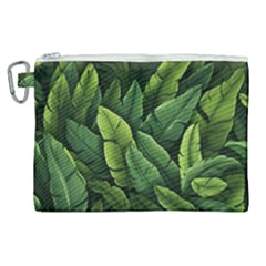 Green Leaves Canvas Cosmetic Bag (xl) by goljakoff