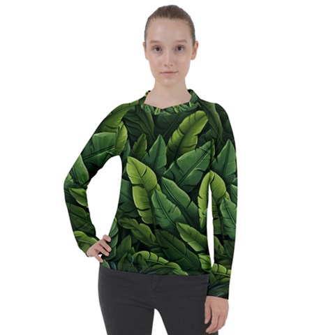 Green Leaves Women s Pique Long Sleeve T-shirt by goljakoff