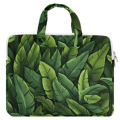 Green Leaves Macbook Pro 16  Double Pocket Laptop Bag  by goljakoff