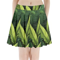 Banana Leaves Pattern Pleated Mini Skirt