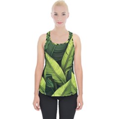 Banana Leaves Pattern Piece Up Tank Top