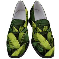 Banana Leaves Pattern Women s Chunky Heel Loafers by goljakoff