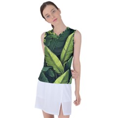 Banana Leaves Pattern Women s Sleeveless Sports Top by goljakoff