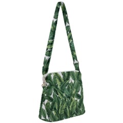 Tropical Leaves Zipper Messenger Bag by goljakoff