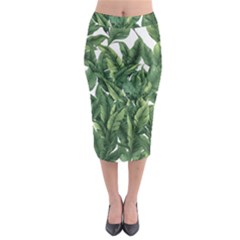 Tropical Leaves Midi Pencil Skirt