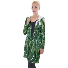 Tropical Leaves Hooded Pocket Cardigan