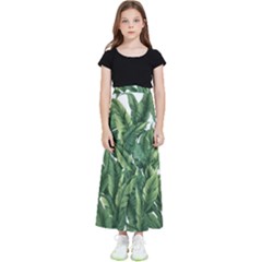 Tropical Leaves Kids  Flared Maxi Skirt by goljakoff