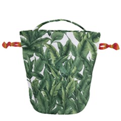 Tropical leaves Drawstring Bucket Bag