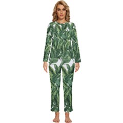 Tropical leaves Womens  Long Sleeve Lightweight Pajamas Set