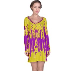 Yellow And Purple In Harmony Long Sleeve Nightdress