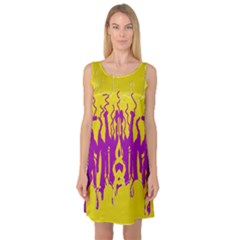 Yellow And Purple In Harmony Sleeveless Satin Nightdress