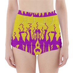 Yellow And Purple In Harmony High-waisted Bikini Bottoms