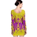Yellow And Purple In Harmony Long Sleeve Velvet Bodycon Dress View2