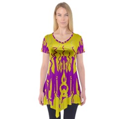 Yellow And Purple In Harmony Short Sleeve Tunic 