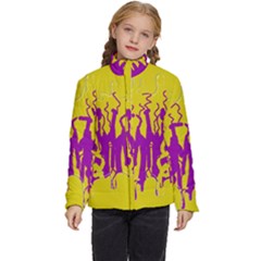 Yellow And Purple In Harmony Kids  Puffer Bubble Jacket Coat