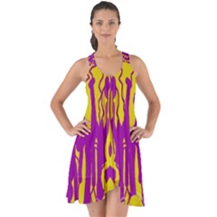 Yellow And Purple In Harmony Show Some Back Chiffon Dress