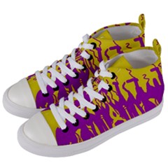 Yellow And Purple In Harmony Women s Mid-top Canvas Sneakers