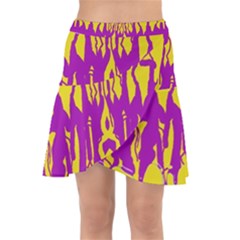 Yellow And Purple In Harmony Wrap Front Skirt