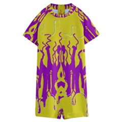 Yellow And Purple In Harmony Kids  Boyleg Half Suit Swimwear