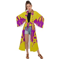 Yellow And Purple In Harmony Maxi Kimono