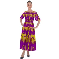 Yellow And Purple In Harmony Shoulder Straps Boho Maxi Dress  by pepitasart