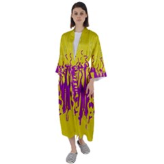 Yellow And Purple In Harmony Maxi Satin Kimono