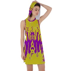 Yellow And Purple In Harmony Racer Back Hoodie Dress