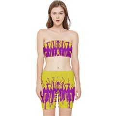 Yellow And Purple In Harmony Stretch Shorts And Tube Top Set by pepitasart