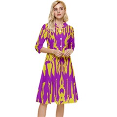 Yellow And Purple In Harmony Classy Knee Length Dress