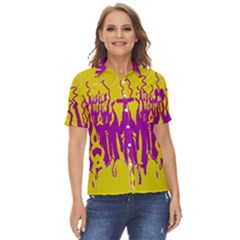 Yellow And Purple In Harmony Women s Short Sleeve Double Pocket Shirt