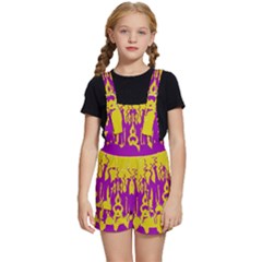 Yellow And Purple In Harmony Kids  Short Overalls