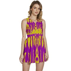 Yellow And Purple In Harmony Sleeveless High Waist Mini Dress