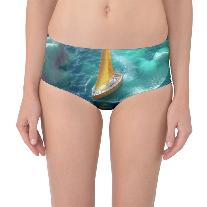 Lion King Of The Jungle Nature Mid-Waist Bikini Bottoms