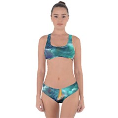 Mountain Wolf Tree Nature Moon Criss Cross Bikini Set by Cemarart