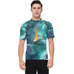 Mountain Wolf Tree Nature Moon Men s Short Sleeve Rash Guard by Cemarart