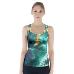 Mountain Birds River Sunset Nature Racer Back Sports Top