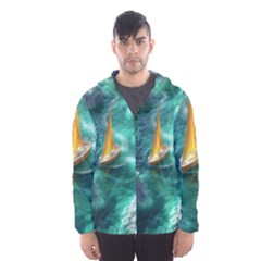 Double Exposure Flower Men s Hooded Windbreaker