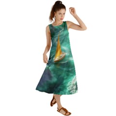 Mountain Birds River Sunset Nature Summer Maxi Dress by Cemarart