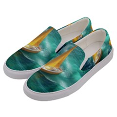 Double Exposure Flower Men s Canvas Slip Ons by Cemarart