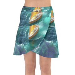 Double Exposure Flower Wrap Front Skirt by Cemarart