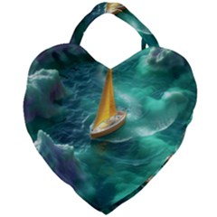 Double Exposure Flower Giant Heart Shaped Tote