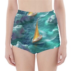 Mountains Sunset Landscape Nature High-waisted Bikini Bottoms by Cemarart