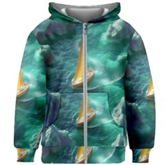 Double Exposure Flower Kids  Zipper Hoodie Without Drawstring